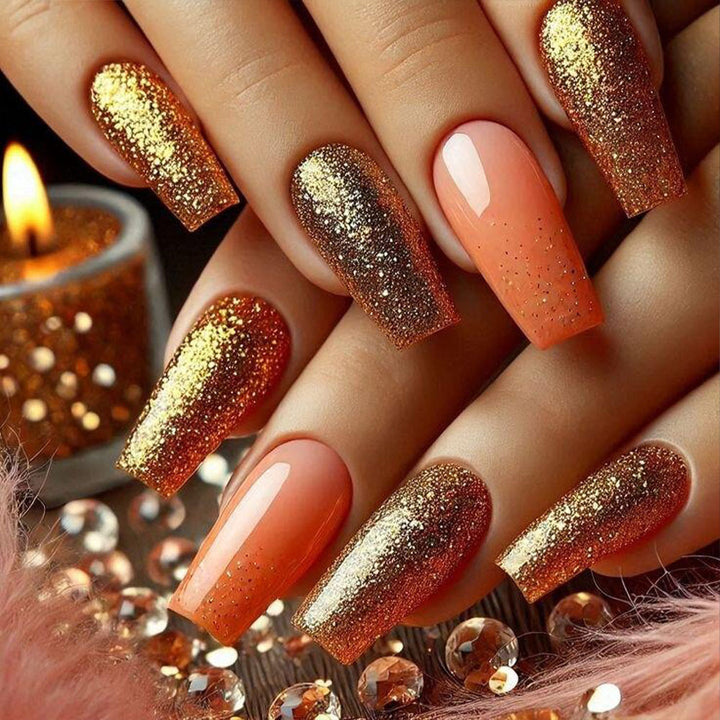 Glamorous artificial nails with glitter and ombre effect Kalsten