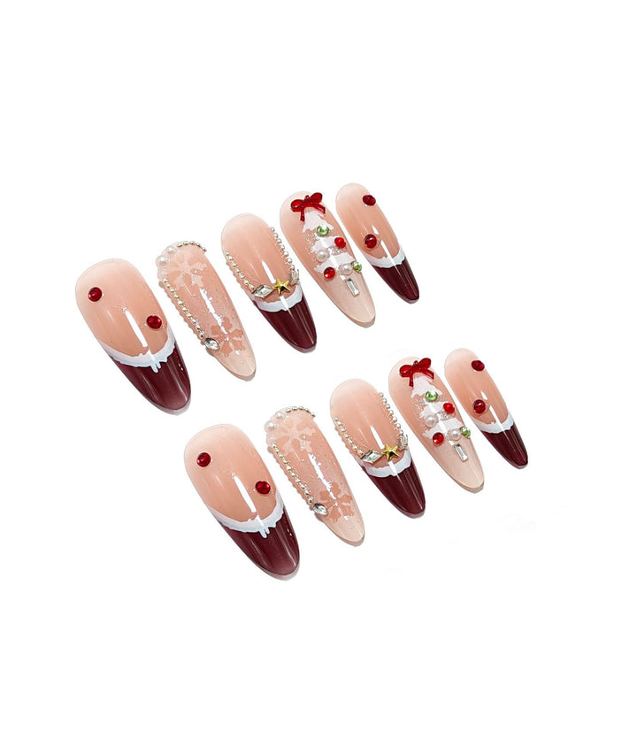 Artificial Christmas art nails with festive design Kalsten