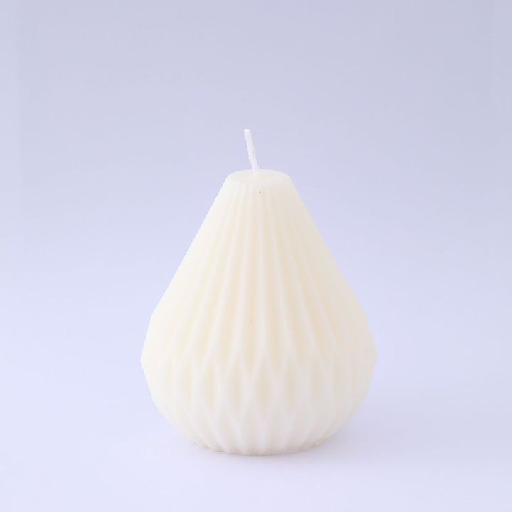 Ribbed Rectangular Pillar Candle with Vertical Fluted Texture