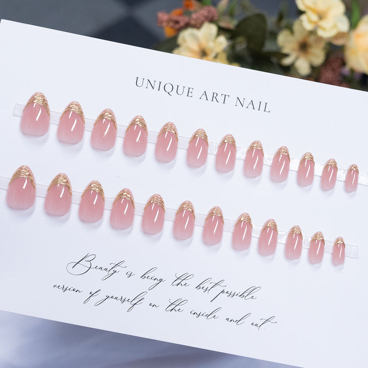 Elegant Gold-Tipped Press-On Nails