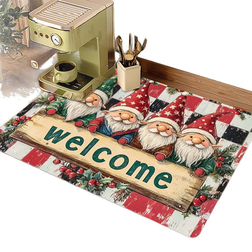 Festive Christmas-Themed Kitchen Mat