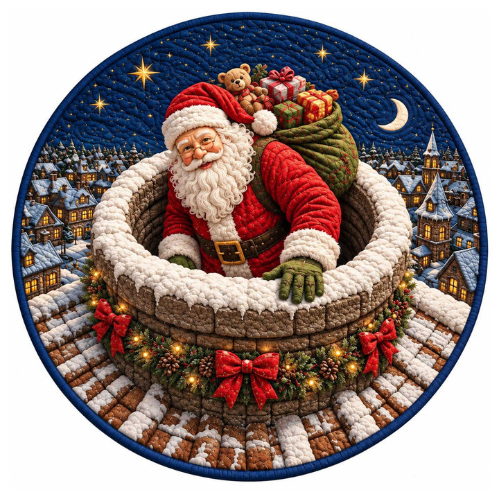 Festive Santa Claus Themed Round Mat for Home