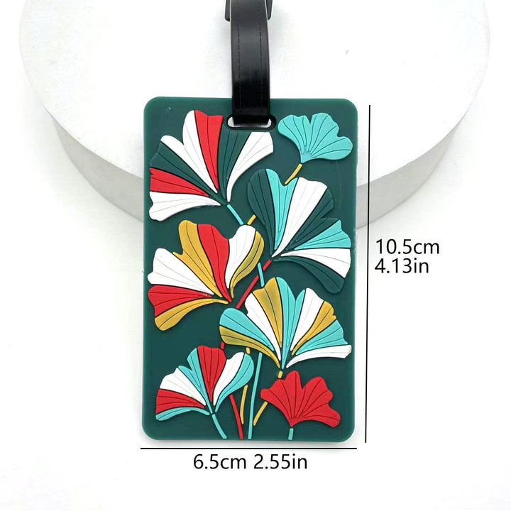 silicone tropical leaf luggage tag with embossed layered design Kalsten