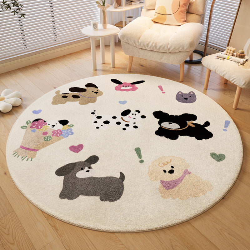 Playful Dog-Themed Round Area Rug