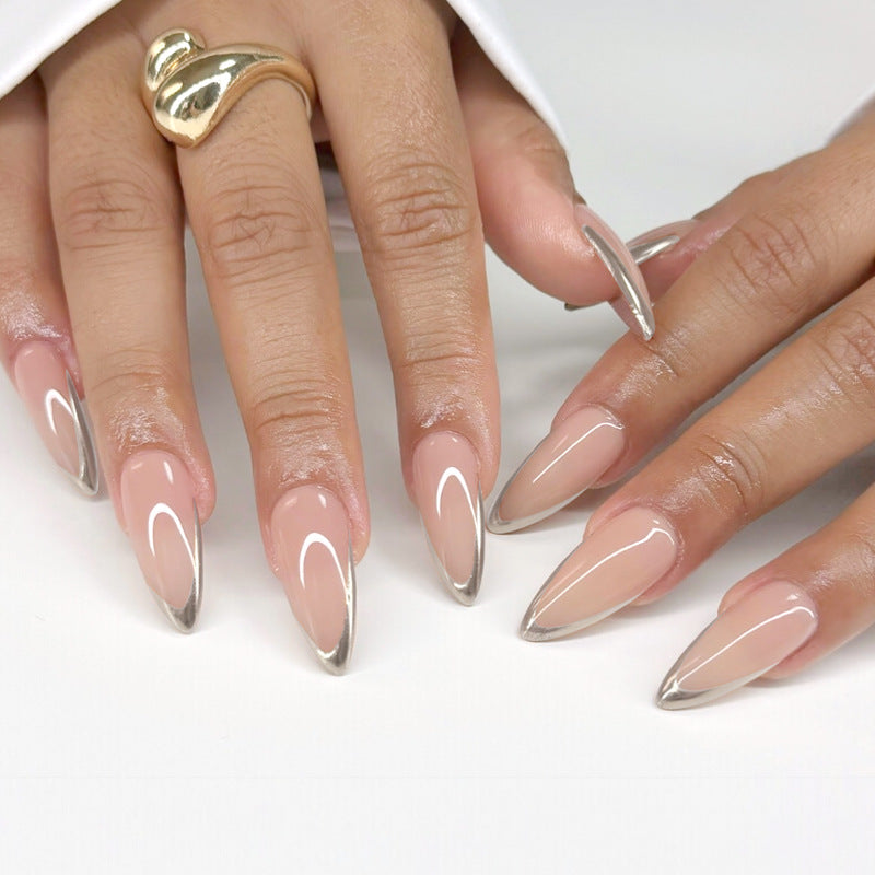 Elegant Stiletto Nail Tips with Metallic Accents Kalsten