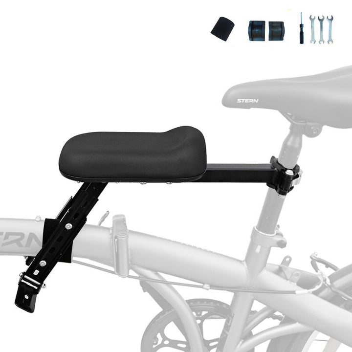rear frame-mounted padded child bike seat with triple loop backrest and adjustable clamp Kalsten