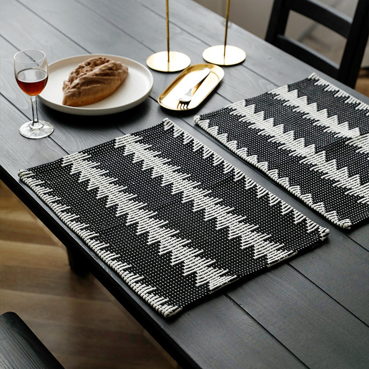 Woven table mats in kilim style made of cotton blend, non-slip table mat Kalsten
