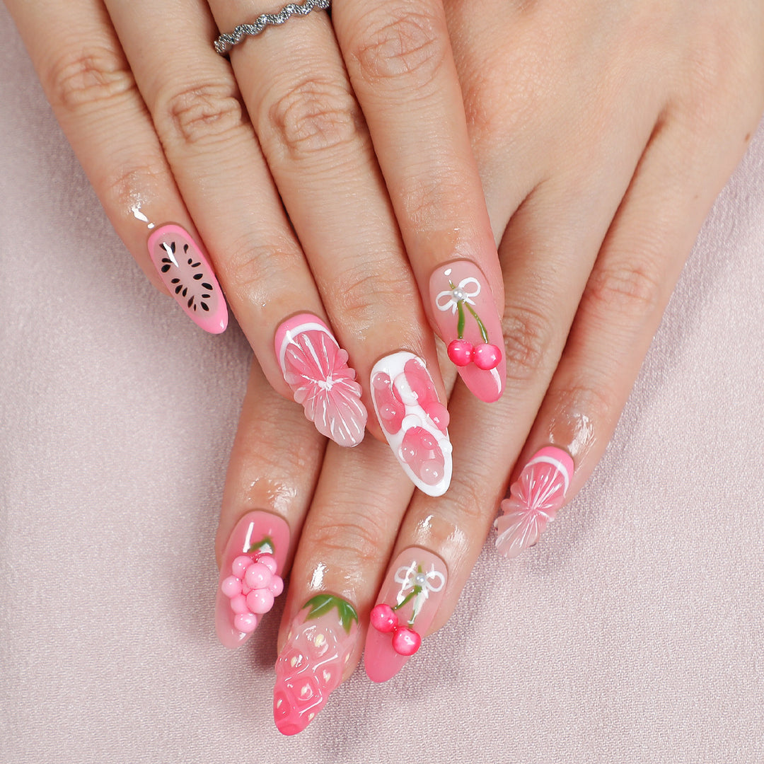 Creative Nail Set with fruity and floral designs Kalsten