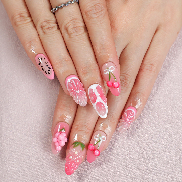Creative Nail Set with fruity and floral designs Kalsten