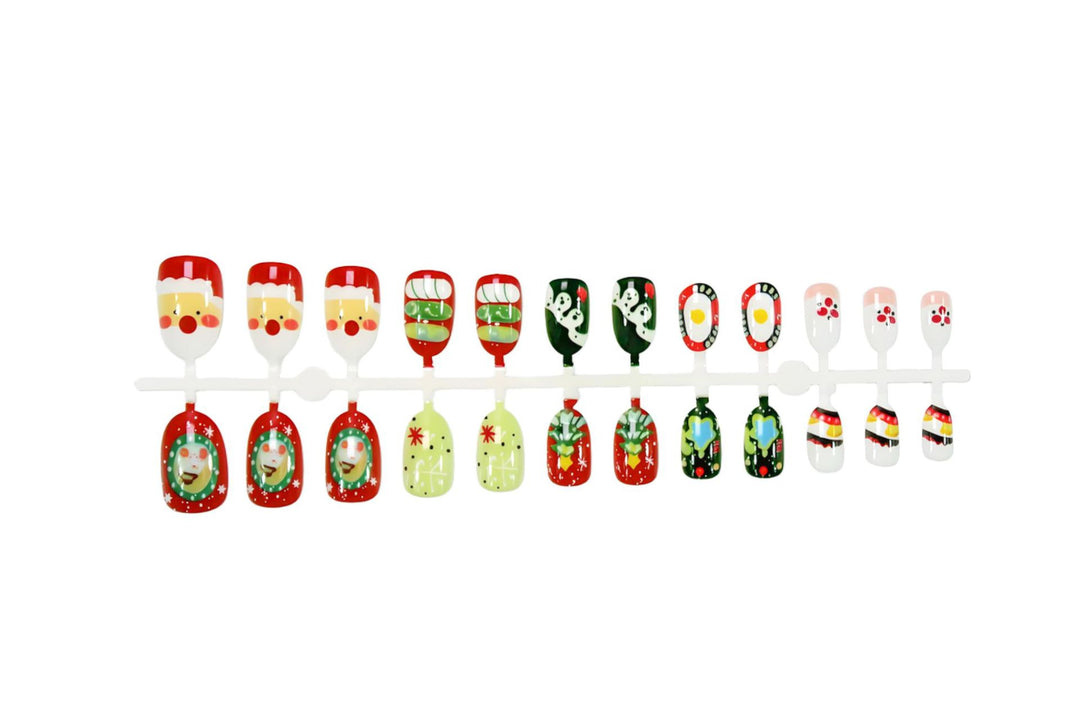Christmas art nail set with festive motifs and colorful designs Kalsten