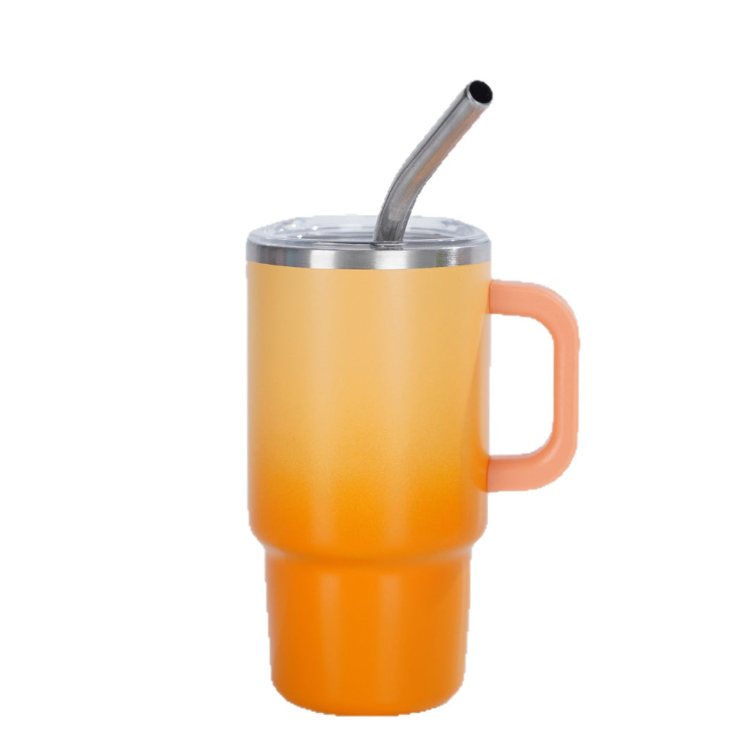 Insulated Stainless Steel Travel Mug With Ergonomic Handle Spill-Resistant Lid And Reusable Bent Metal Straw