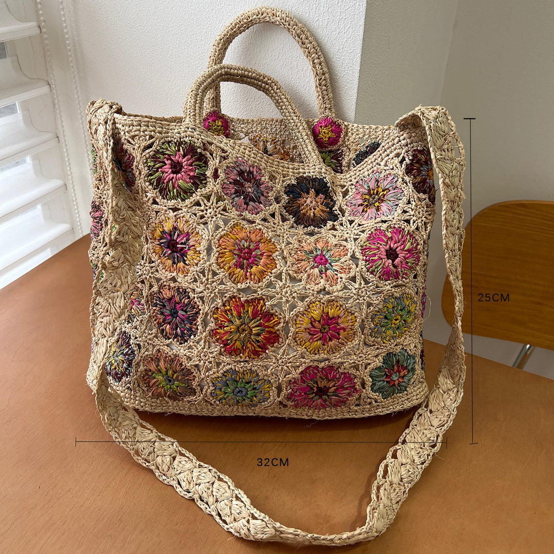 Braided shoulder bag with floral motif Kalsten