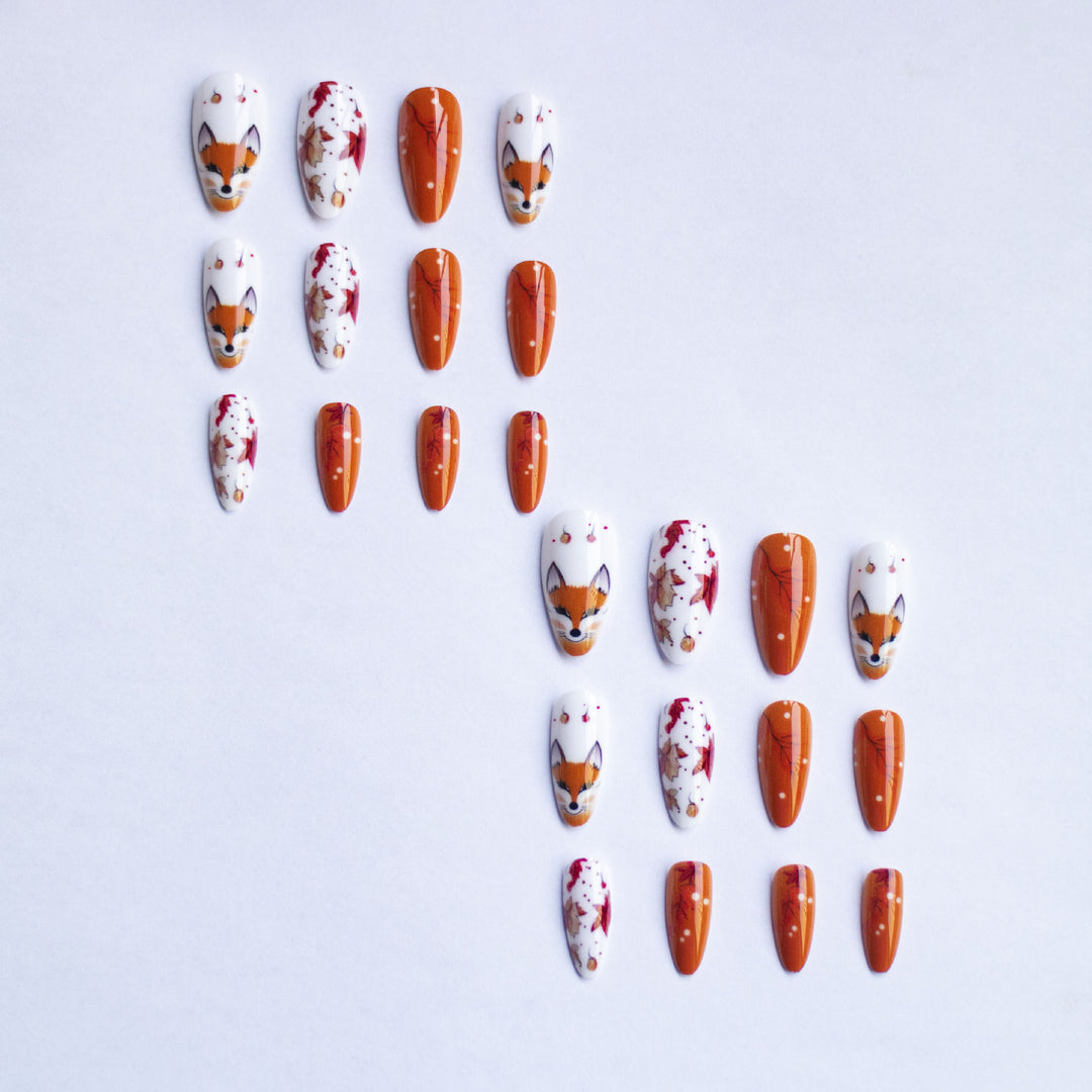 Fox-Themed Artistic Nail Art