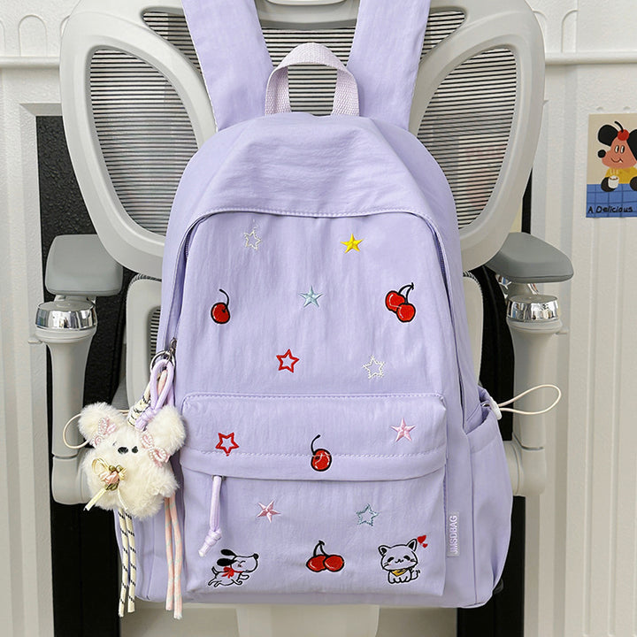 Playful Character Embroidered School Backpack Kalsten
