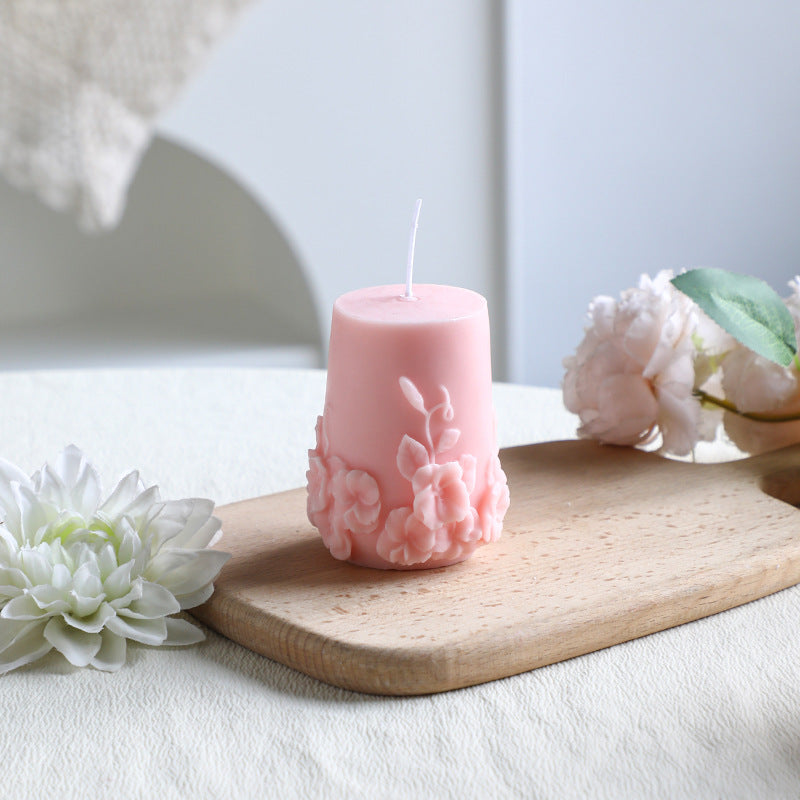 Hand-Poured Floral-Relief Cupcake Decorative Candle