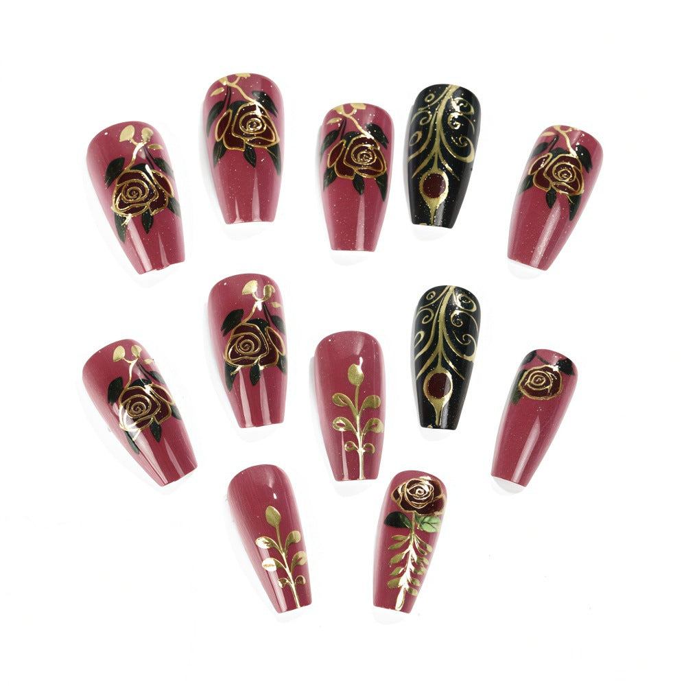Artificial Nail Set with Floral and Elegant Decorations Kalsten