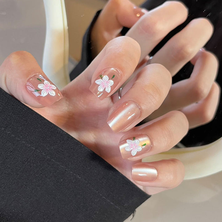 Elegant Long Press-On Nails Set with Artistic Tips Kalsten