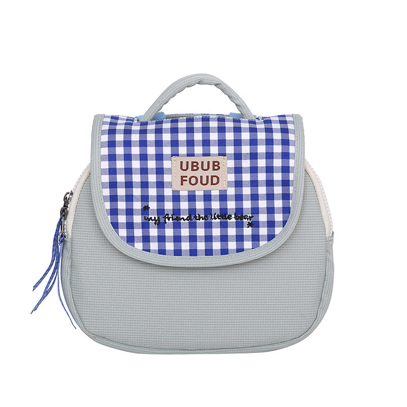 Cute Gingham Pattern Insulated Lunch Bag Kalsten