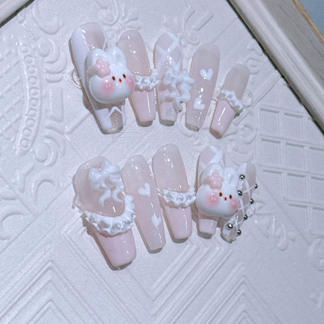 Cute Bunny Themed Press-On Nail Set