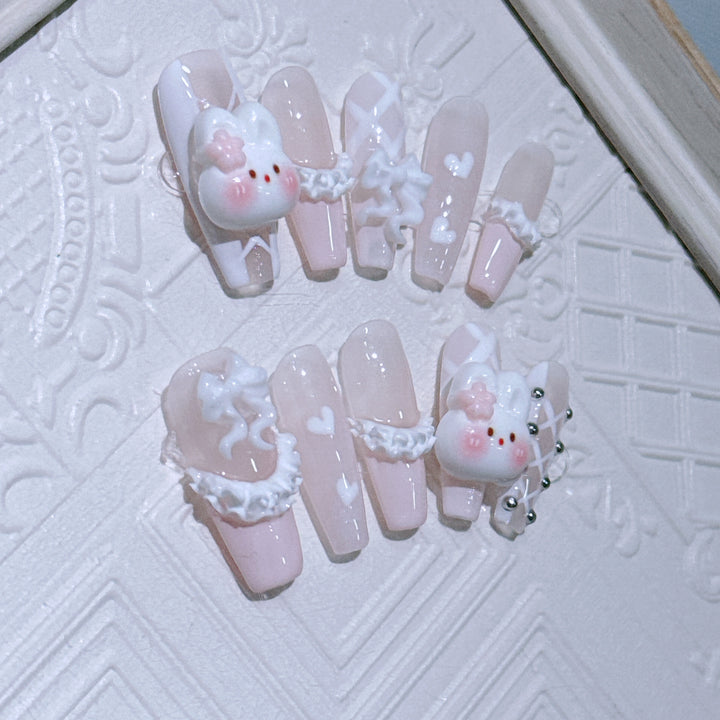 Cute Bunny Themed Press-On Nail Set