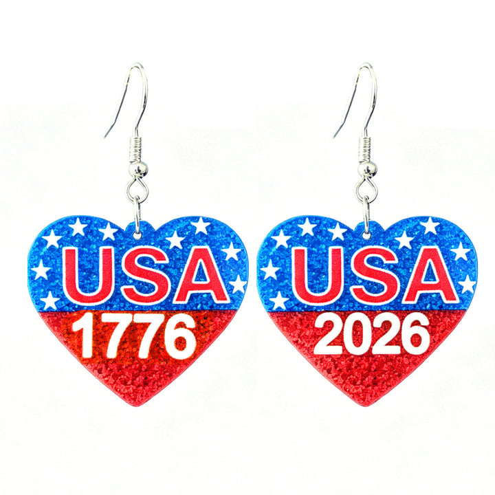 Ladies nan glittering bow earrings with stud closure and star stripe motif Kalsten