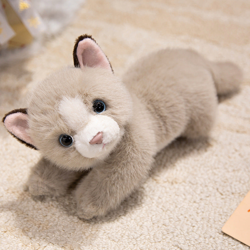 Plush Lying Ferret-Style Cuddle Companion with Ultra-Soft Faux Fur, Weighted Huggable Body & Embroidered Face Kalsten