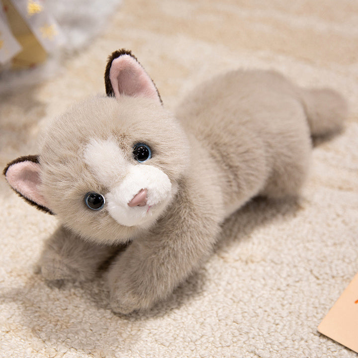 Plush Lying Ferret-Style Cuddle Companion with Ultra-Soft Faux Fur, Weighted Huggable Body & Embroidered Face Kalsten