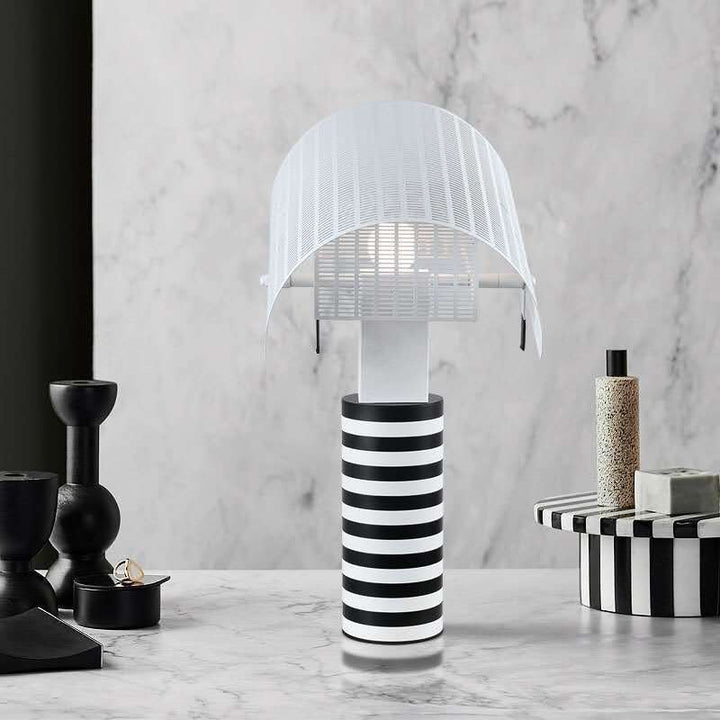 Modern Decorative Table Lamp with Striped Base