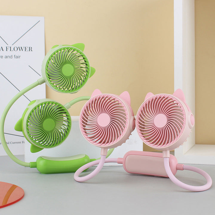 Women Portable Double Fan Neckband Fan Kalsten