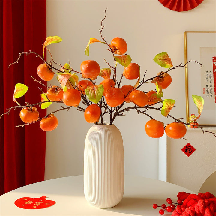 Decorative Artificial Persimmon Branch for Indoor Display