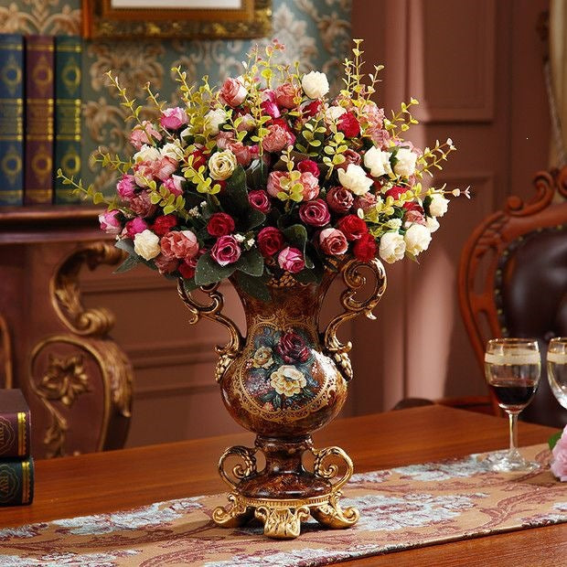 Ornate Floral Arrangement Vase