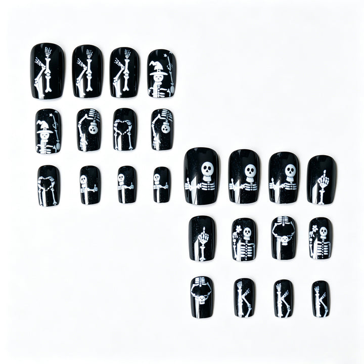 Halloween-Themed Skeleton Nail Art Set