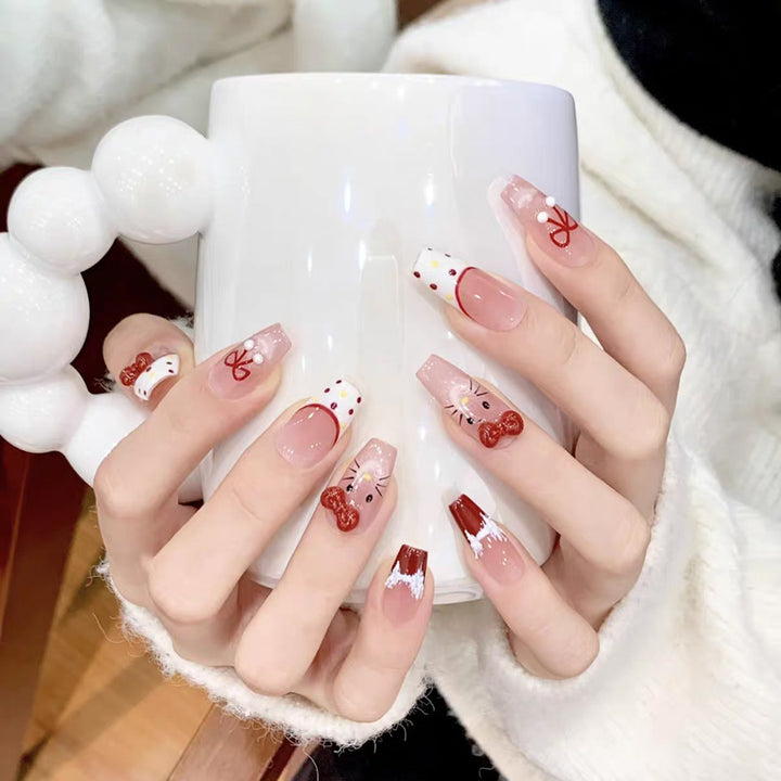 Artificial nails with elegant ombre effect and glitter coating Kalsten