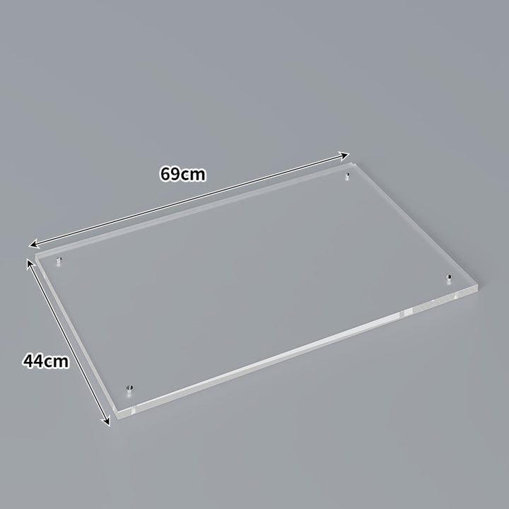 Large Wall-Mounted Clear Acrylic Floating Display Shelf Panel with Pre-Drilled Standoffs