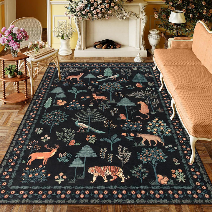Ornate Butterfly Floral Area Rug