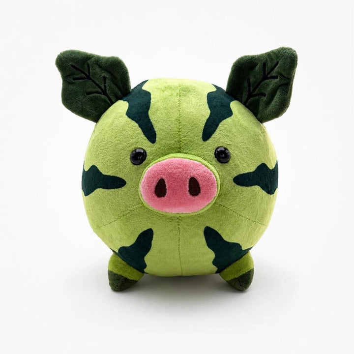 Round Camouflage Pig Plush Collectible Soft Toy with Leaf-Shaped Ears Kalsten