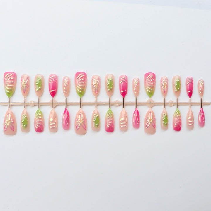 Detailed Floral Nail Art Set