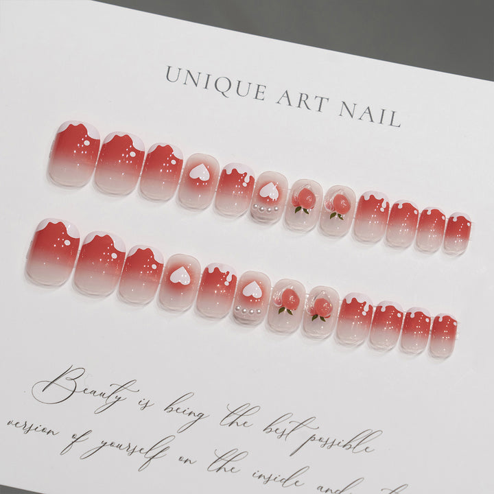 Artistic Heart and Fruit Nail Art