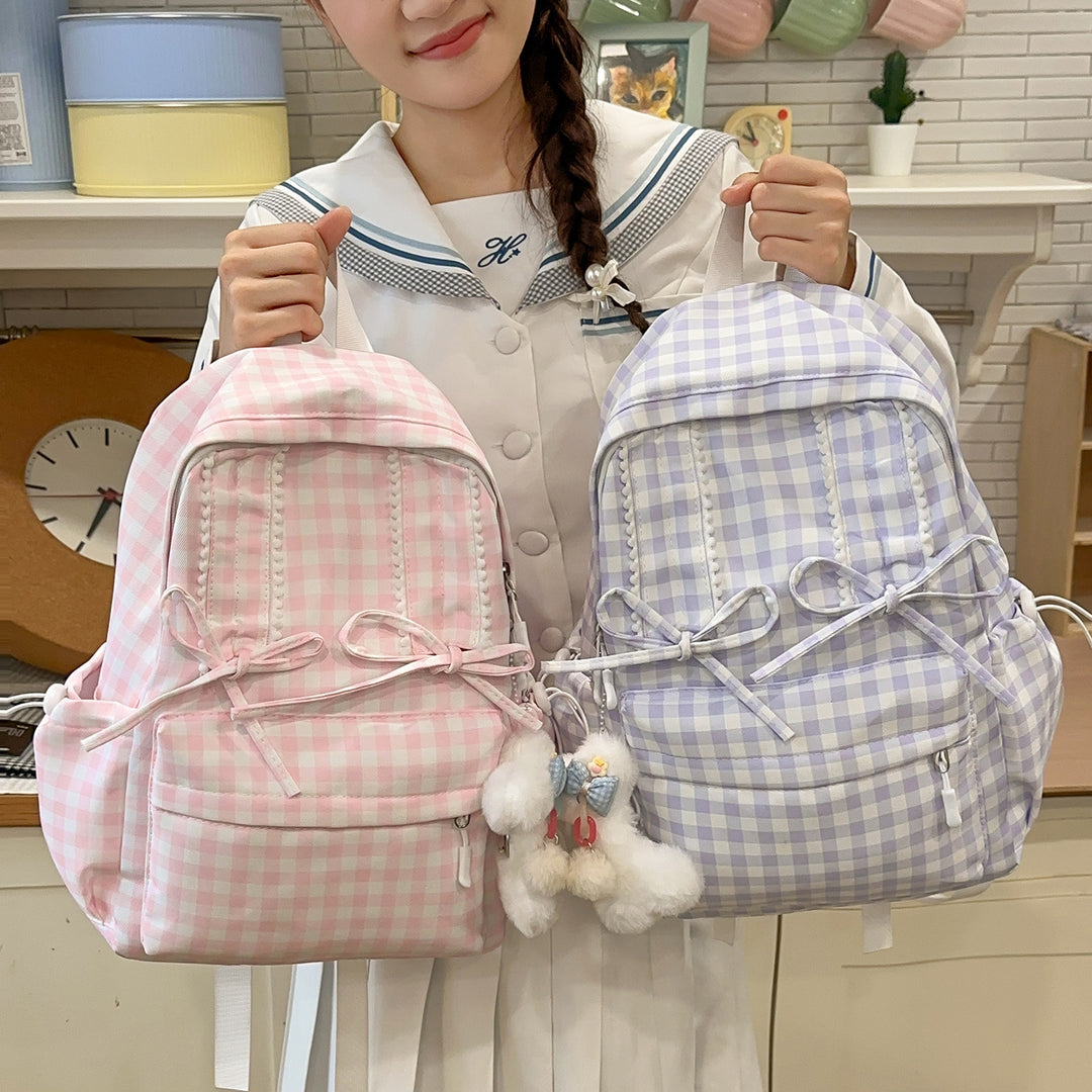 Stylish Gingham Print School Backpack Kalsten