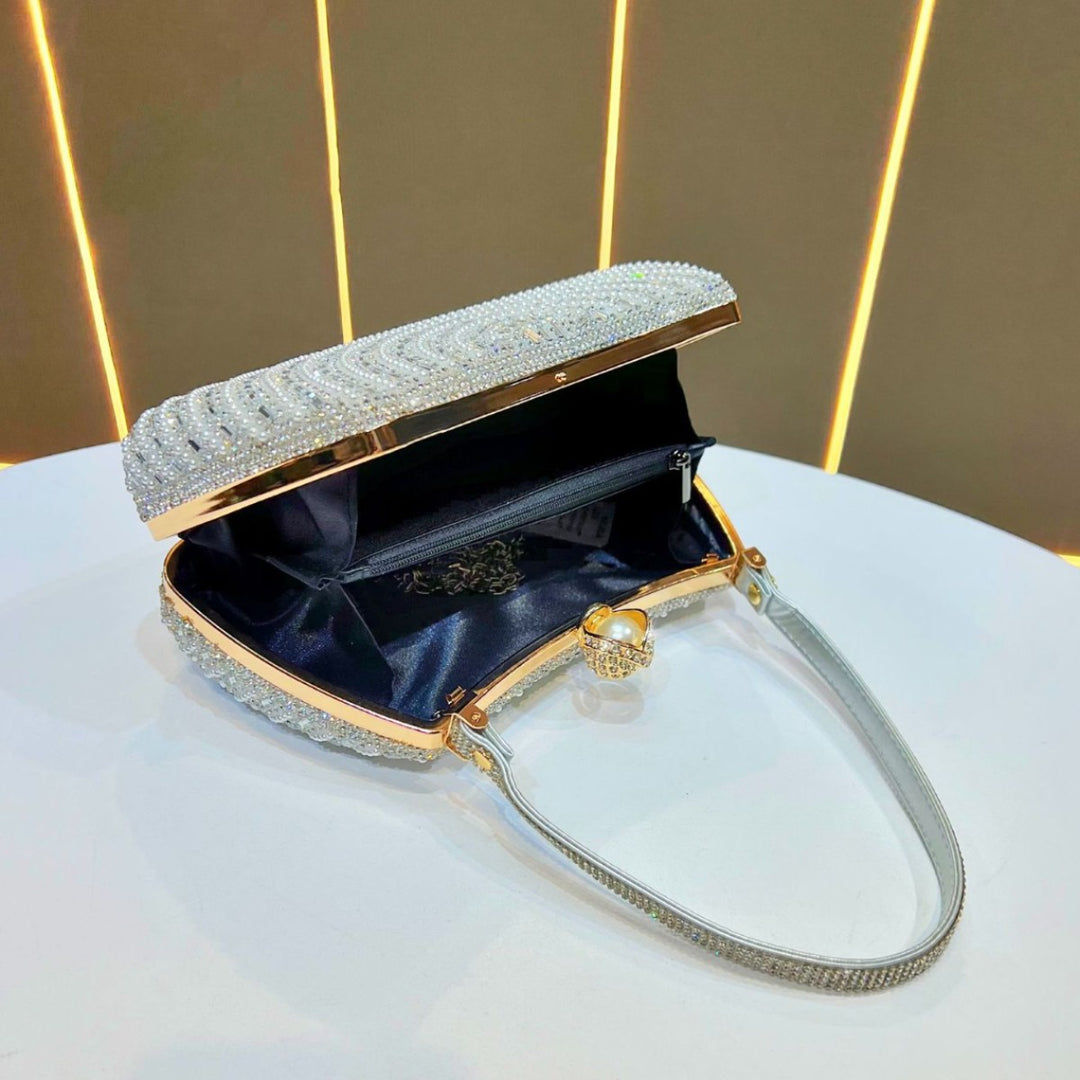 Decorative Crystal-Studded Evening Handbag
