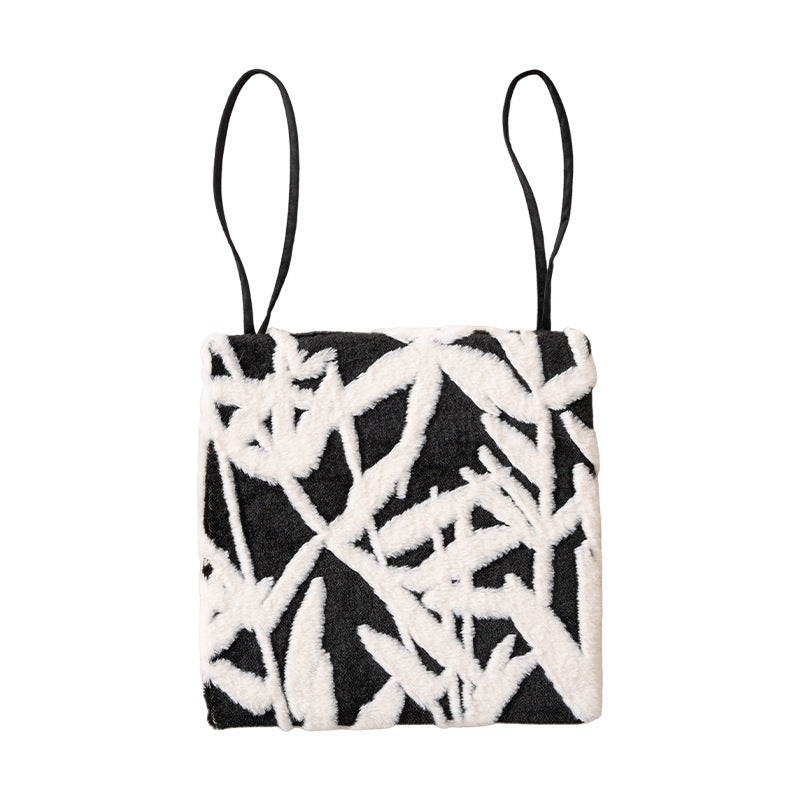 Fur Crop Top with Spaghetti Straps and Textured Zigzag Pattern