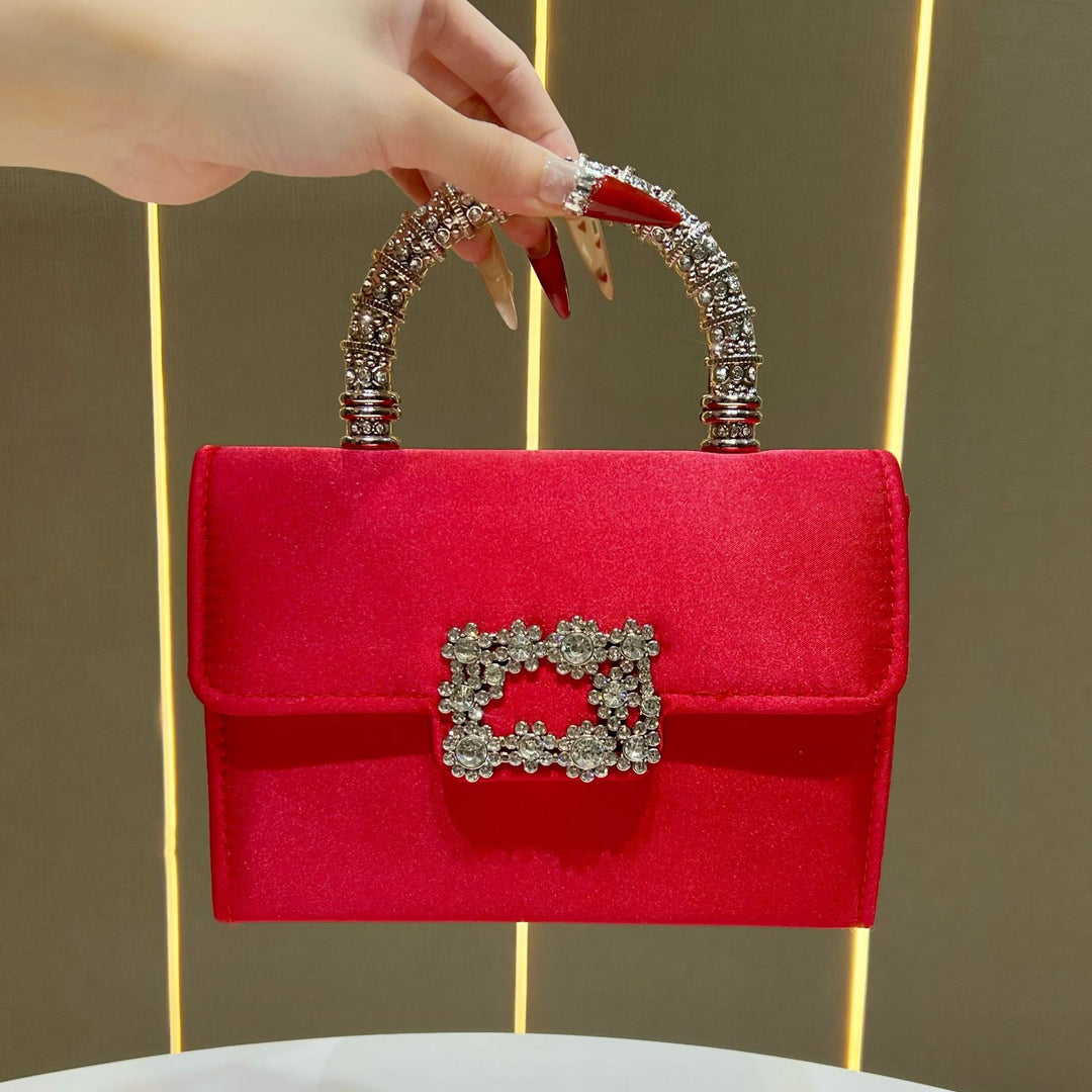 Elegant Rhinestone-Studded Handheld Evening Purse