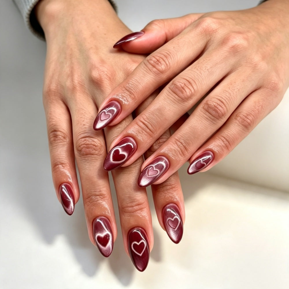 Heart Design Gel Nail Extensions