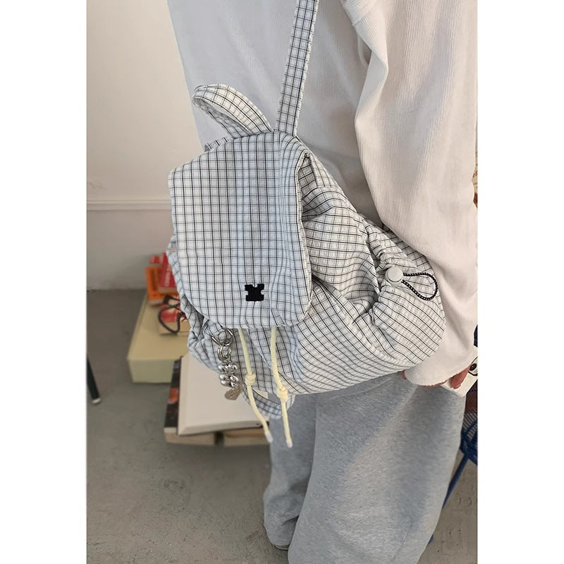 Casual Checkered Drawstring Backpack Kalsten