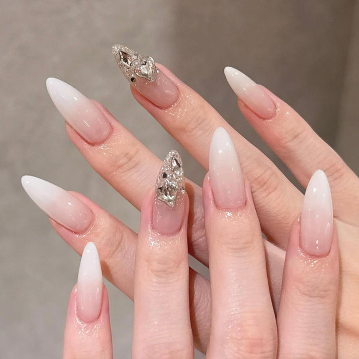 Elegant Stiletto Artificial Nails with Glitter Accents Kalsten