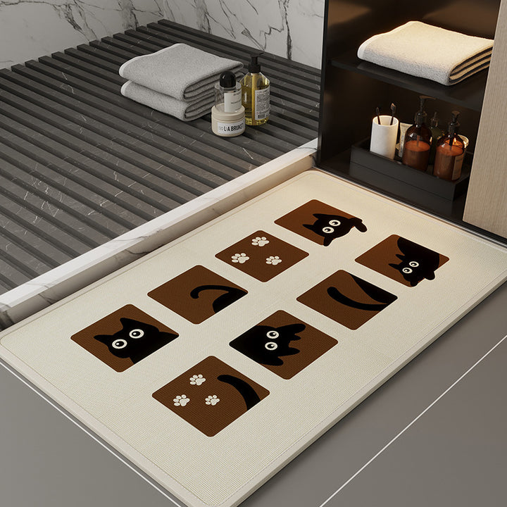 Decorative Coastal Fish-Themed Bath Mat for Bathroom