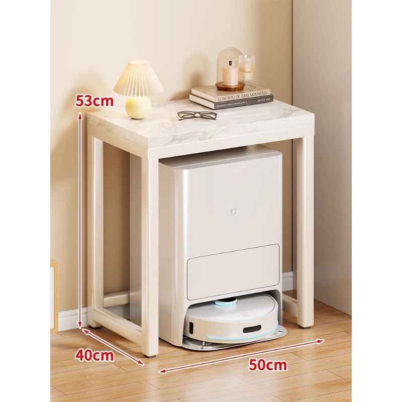 Marble Top Gold Metal Console Stand for Robot Vacuum Dock and Entryway Organizer