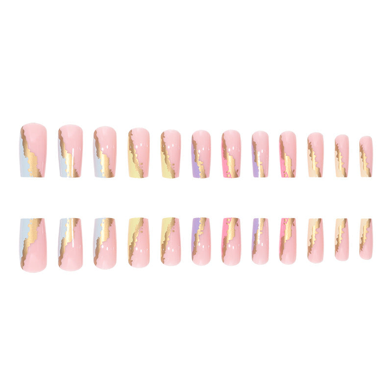 Artistic Gold-Accent Press-On Nails Kalsten