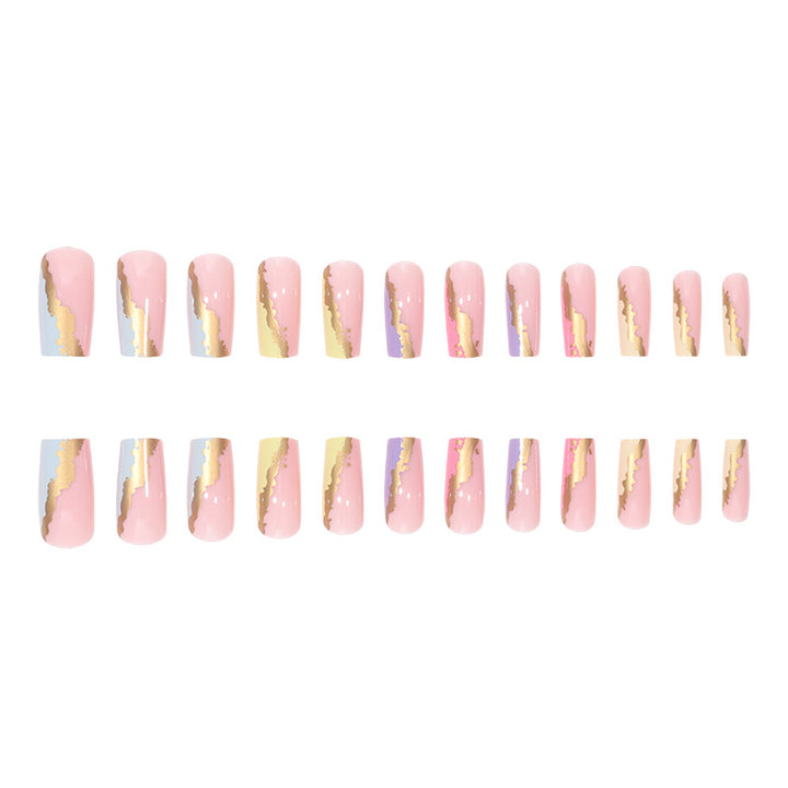 Artistic Gold-Accent Press-On Nails Kalsten
