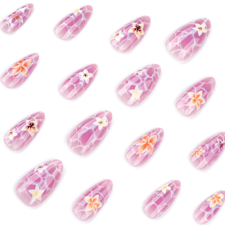 Artistic press-on nails with floral design Kalsten